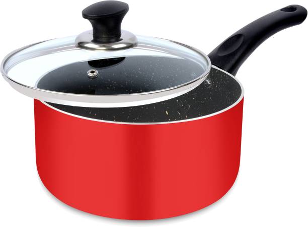 Ethical Mastreo Series Aluminium Non-Stick Sauce Pan 20cm Diameter with Glass Lid Induction Bottom Sauce Pan 20 cm diameter with Lid 2.9 L capacity