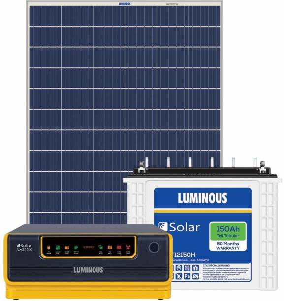 LUMINOUS Solar Home Solution NXG 1100 Solar Inverter with LPTT12150 150Ah Solar Battery and 165W Poly Crystalline NXG 1100 With 150Ah Capacity@ C10 Battery 165W PV Module Pure Sine Wave Inverter