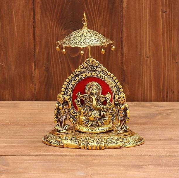 SP Handicrafts Riddhi Siddhi Chatra Ganesh Showpiece |Metal Ganesha Statue Decorative Showpiece  -  18 cm