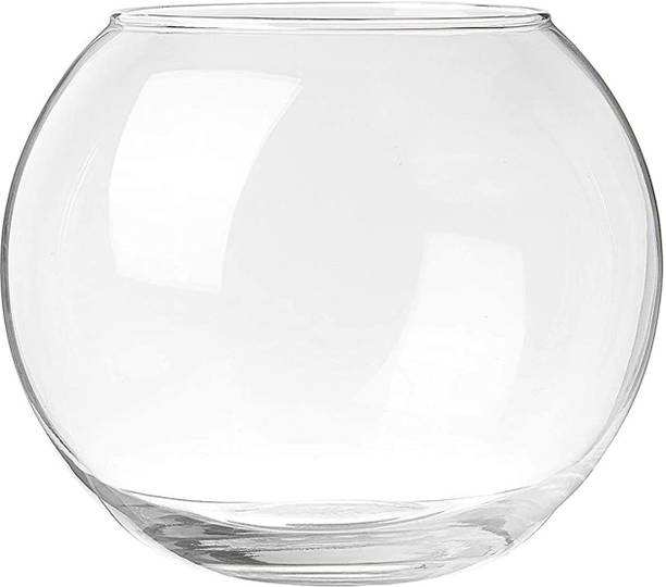 Virya Clear Glass Aquarium with Round Neck --8inches Round Ends Aquarium Tank