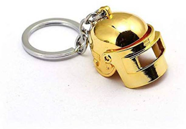 RVM Toys PUBG Golden Helmet Metal Level 3 Keychain Key Chain for Car Bike Men Women Keyring Key Chain