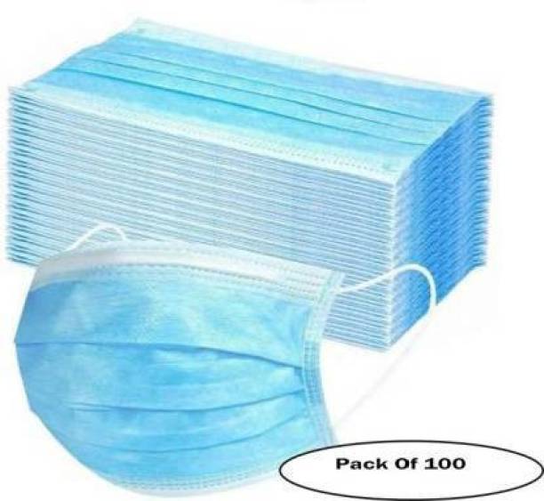 GIRIRAJ MART SURGICAL 3 PLY MASK 100 Units Disposable 3 Layer Pharmaceutical Breathable Surgical Pollution Face Mask Respirator with 3 Ply For Men, Women, Kids SURGICAL MASK NEW 007 Water Resistant Surgical Mask With Melt Blown Fabric Layer