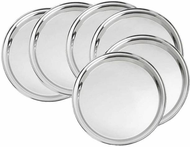 निर्विका 6 Pc Stainless Steel Dinner plate set Heavy Gauge high Quality डिनर प्लेट