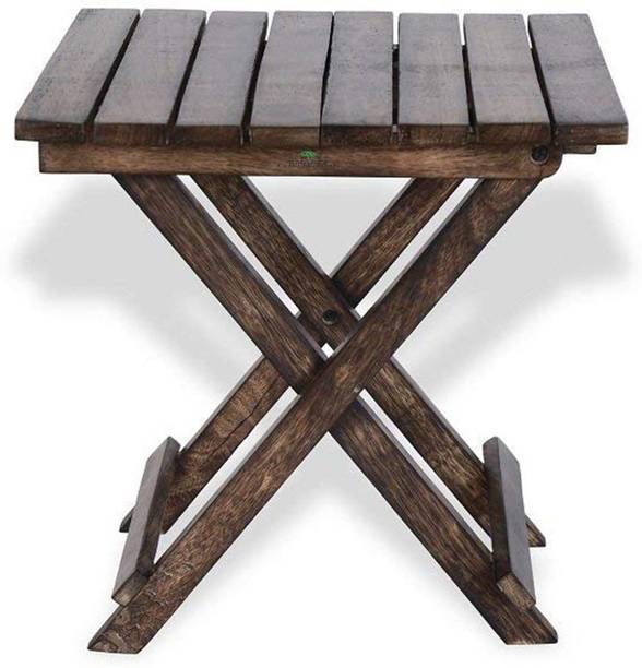 Smarts collection Wooden Folding Side Table - Antique Handmade Foldable Coffee Table for Living Room, Garden, Outdoor - Corner Table/Bedside Stool for Bedroom - 12 Inch, Brown Solid Wood Side Table
