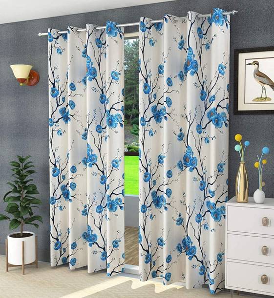 Brand Roots 213 cm (7 ft) Polyester Semi Transparent Door Curtain (Pack Of 2)