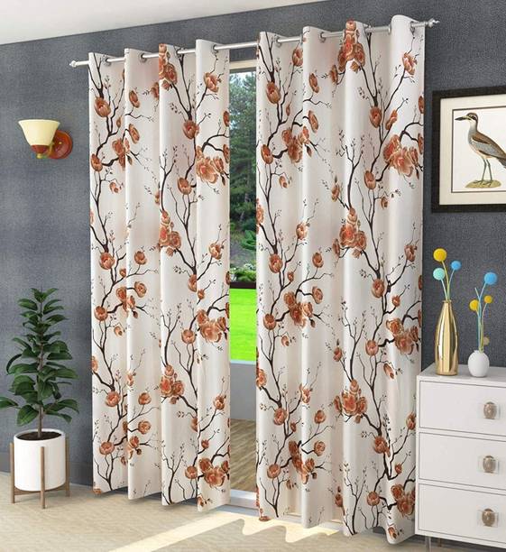 Brand Roots 213 cm (7 ft) Polyester Semi Transparent Door Curtain (Pack Of 2)