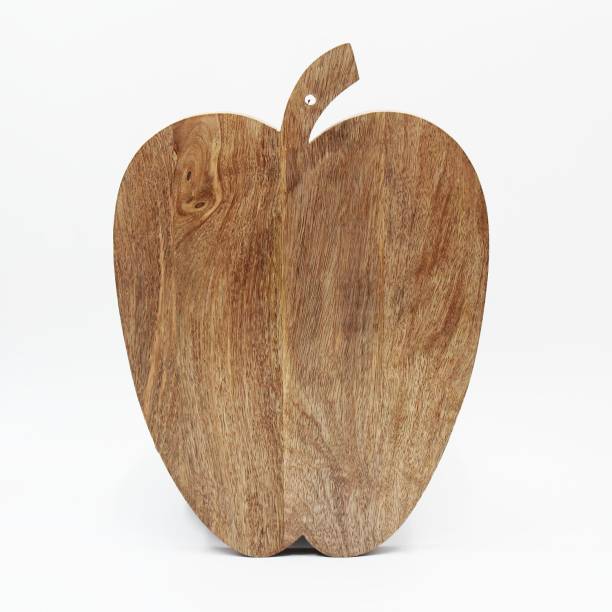 INAYA HOUSE Wooden cutting board apple shaped chopping board for kitchen color - brown pack of 1 Wooden Cutting Board