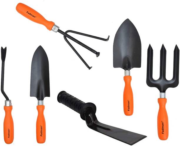 फैडमैन Basic Tool For Gardening (Weeder, Cultivator, Big Trowel, Small Trowel, Garden Fork, Khurpa) गार्डन टूल किट
