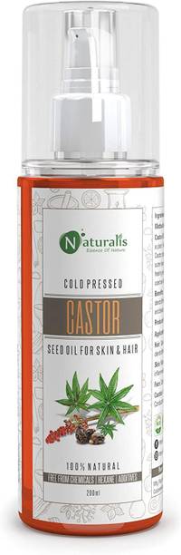 Naturalis Essence Of Nature Cold Pressed Castor Oil Pure & Virgin For Hair Growth, Skin Care, Moisturising Dry Skin And Nails, 200 Ml Hair Oil