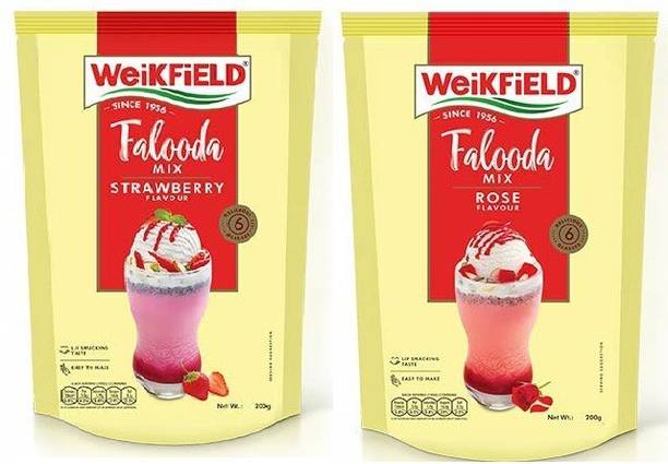 WeiKFiELD FALOODA MIX STRAWBERRY AND ROSE FLAVOUR (2*200 GM) PACK OF 2 400 g
