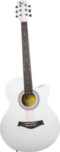 swan7 40C Maven Series Spruce Wood White Glossy Acoustic Guitar Acoustic Guitar Spruce Rosewood Right Hand Orientation