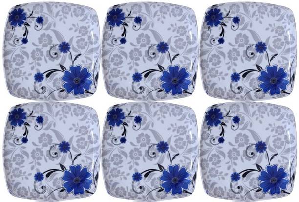फीस्ट SQUARE LITO MODEL NO-916 7 INCH HALF DINNER PLATE SET 6 PCS OF MELAMINE डिनर प्लेट