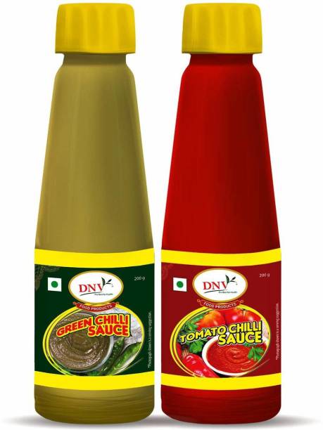 DNV Green Chilli and Tomato Chilli Garlic Sauce Combo 200g Each Sauce