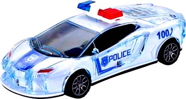 ANANYA CREATIONS Police Car with Lights Friction Music and Siren Sound Police 3D Car Police Car Super Speed Colorful Dazzling Light and Music (Blue Pack of 1)