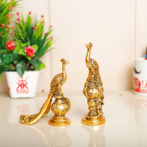 KridayKraft Peacock Metal Statue,Lovers Peacock Couple Pair Showpiece Statue for Home,Office Decor, Romantic Gift to Boyfriend,Girlfriend,Animal Showpiece Figurines... डेकोरेटिव शोपीस  -  17 cm