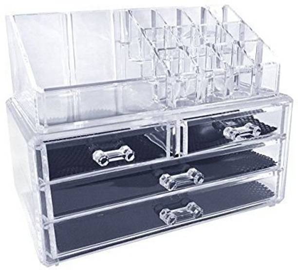Nyalkaran Cosmetic Organizer 4 Drawer Cosmetic Makeup Jewellery Acrylic Lipstick Storage Organiser Box Jewellery, Makeup Vanity Box