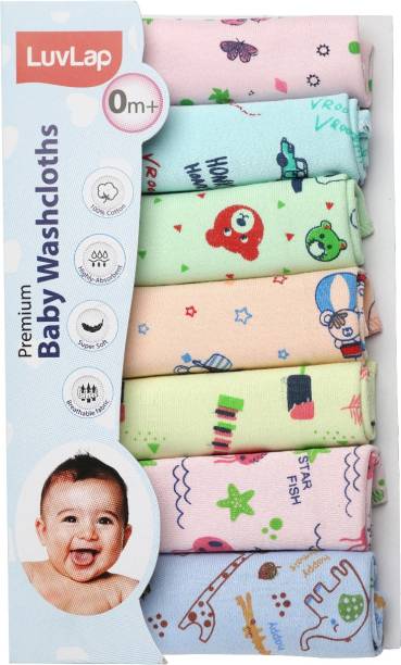 LuvLap Cotton 181 GSM Premium Baby Washcloth for New Born, 100% Hosiery Cotton Cloth, Bath, Face Towel Set