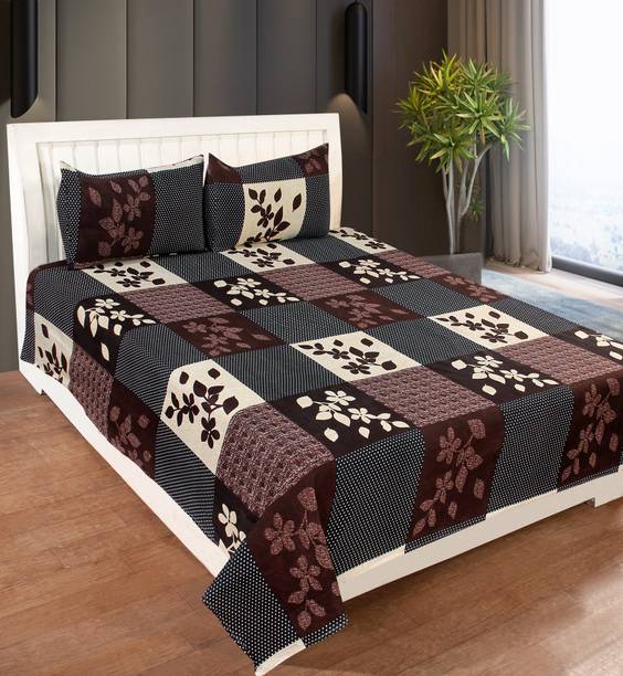Decorum 160 TC Polycotton Double 3D Printed Flat Bedsheet
