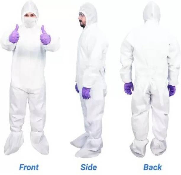 HRRH PPE KIT with Full Body Coverall, Latex Gloves, Shoe Cover, Face Mask, Face Shield, Complete PPE Safety KIT, Washable & Reusable Safety Jacket