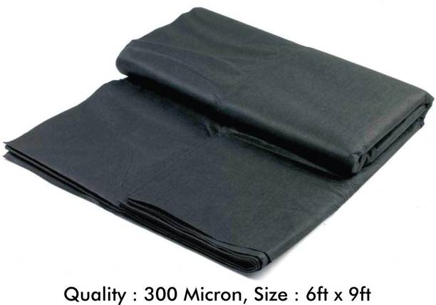 Mipatex 300 Micron HDPE Plastic Geomembrane Fish Pond Liner Sheet 6ft x 9ft, Tent - For Heavy Duty Small Garden Backyard Waterfall Lilly Ponds Lining Fabric (Black)