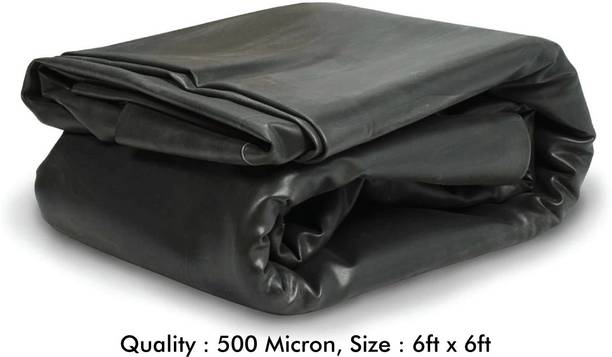 Mipatex 500 Micron HDPE Plastic Geomembrane Fish Pond Liner Sheet 6ft x 6ft, Tent - For Heavy Duty Small Garden Backyard Waterfall Lilly Ponds Lining Fabric (Black)