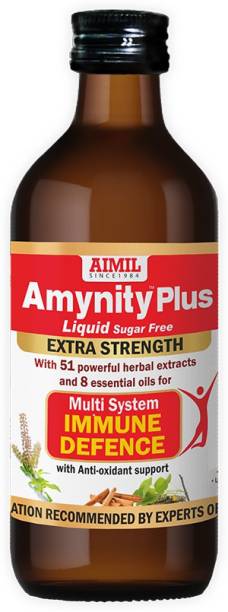 AIMIL Amynity Plus Syrup Enriched with Amla, Giloy, Tulsi, Ashwagandha, and 7 more herbs | Natural Immunity Booster (Pack of 1)