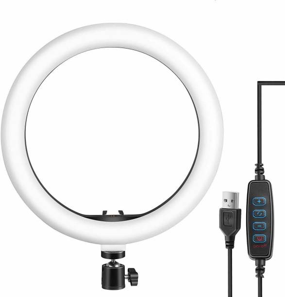 MOBONE ® 26cm LED Ring Light with Tripod Stand | 3 Color Modes Dimmable Lighting | for YouTube | Photo-Shoot | Video Shoot | Live Stream | Makeup & Vlogging 3600 lx Camera LED Light