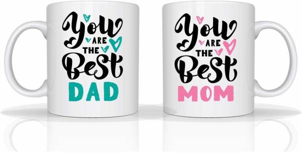 THE SD STORE " you are the best mom dad unique couple matching mug set of 2 " unique gift for MOM DAD anniversary| birthday |father's day |mother's day| and any other special day love quote printed Ceramic love with Handle-Perfect Gift to Anyone On Any Occasion | Coffee & Tea Cup | Pack of 2 Ceramic Coffee Ceramic Coffee Mug