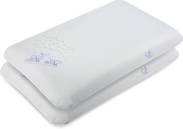 The White Willow Memory Foam Sleeping Pillow Pack of 2 Solid Extra Large King Size Soft Ventilated Active