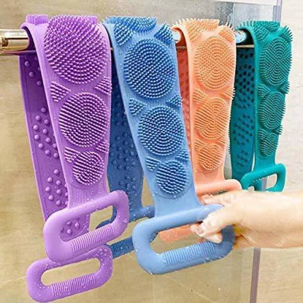 SP Traders Silicone Rubber Dual Sided Back Scrubber and Massager Cleaner Shower Bath Belt (Multi Colour) 1 PCC
