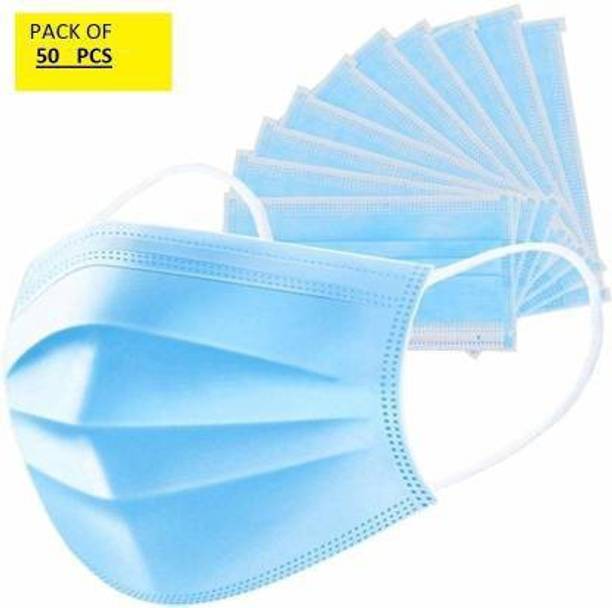 Vaghani 50 Units Disposable 3 Ply Pharmaceutical Breathable Surgical Pollution Face Mask Respirator with 3 Layer For Men, Women, Kids 3 Ply Surgical Mask (Iso Certificate ) ( 3 Layer) Surgical Mask Wi