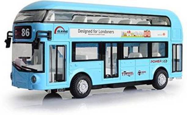 Dherik Tradworld Double Decker London Bus with Metal Die-Cast Luxury Pull Back Bus with Light & Music Sound.for Kids 3 Years