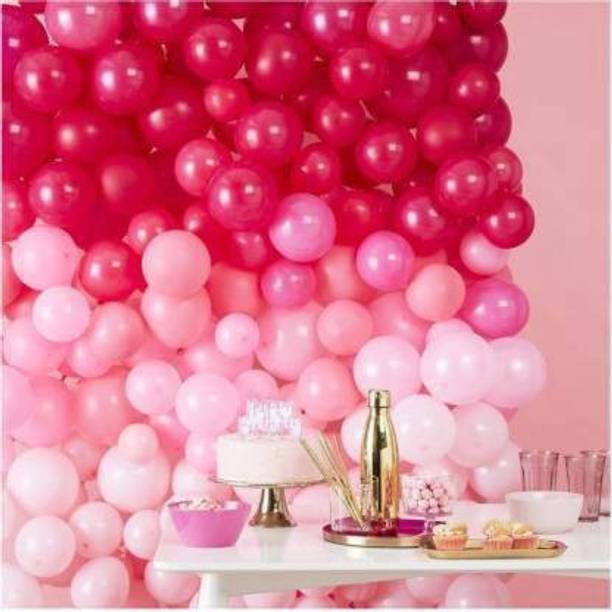 KR Solid Solid HD MATELLIC BALLOON PINK WHITE RED 100 Balloon (Pink, White, Red, Pack of 100) Balloon Balloon