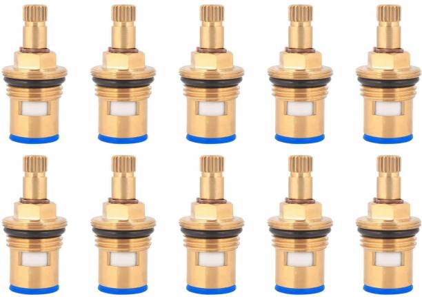 NEW WARE Brass Ceramic Disc Cartridge Quarter Turn 1/2" for Bathroom Kitchen Tap Faucet Valve (Hot and Cold) Pack of 10 Nos (40 gm/Pc) Standard Size Spindle for tap Faucet Spindle