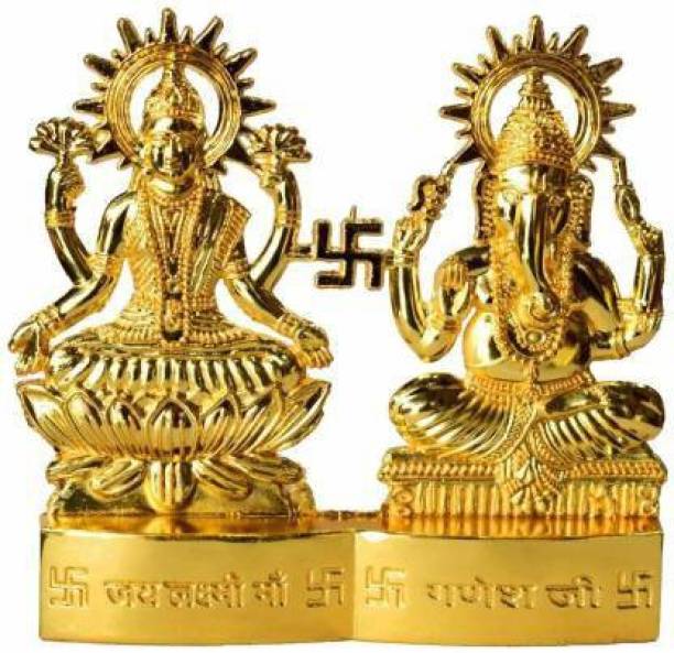 DARIDRA BHANJAN ganesh lakshmi murti / lakshmi ganesh idol / ganesh laxmi ji murti metal Decorative Showpiece  -  11 cm