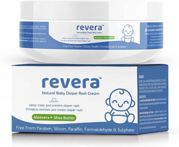 Revera Natural Diaper Rash Cream for Baby 100gm | Pack of 1 | with Zinc Oxide, Shea Butter, Almond Oil, Argan Oil & Aloevera | Healing & Soothing | Made in India