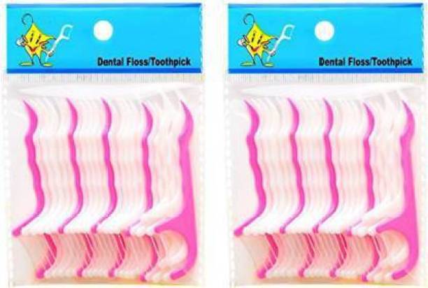 THE CAPACIOUS Dental Floss Tooth Pick for Teeth Cleaner Floss Thread Plastic Mouth Care Tooth Pick pack of 2 = 50 (Pack of 2)