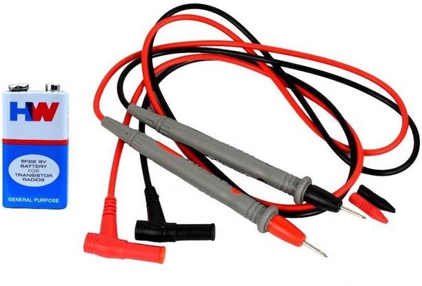 DUMDAAR 1000 Volt 20 Amp Universal Multimeter Lead Probes Plug Test Cable Wire Pen Thin Tip Needle for Multi Meter, Clamp Meter, Volt Meter, Electronic Work with Ultra Fine Imported High Quality Super Softer Antifreezing Silicon Probe With 6f22 9v battary Digital Multimeter