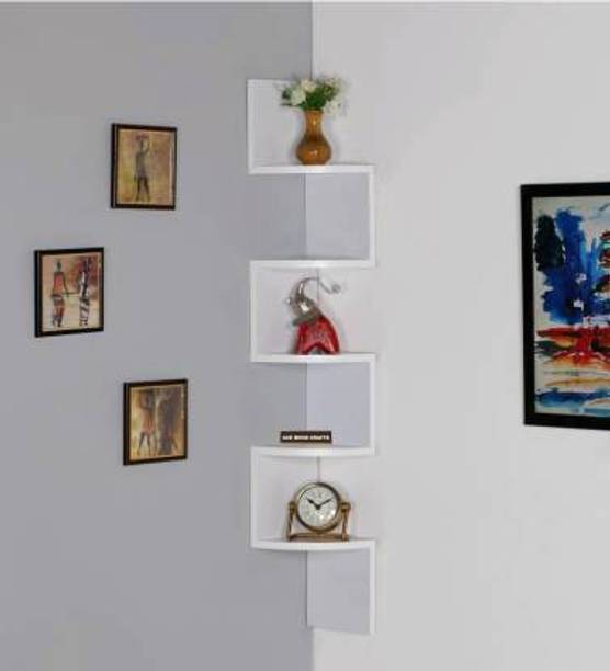 STRONG GALLERY Wall shelf Zigzag Corner Wall Mount Shelf Unit/Racks and Shelves MDF (Medium Density Fiber) Wall Shelf