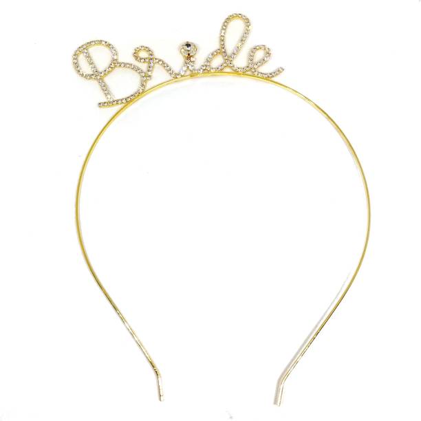 Bunty Gold Bride Crystal Crown Tiara for Girls Hair Band (Gold) Hair Band