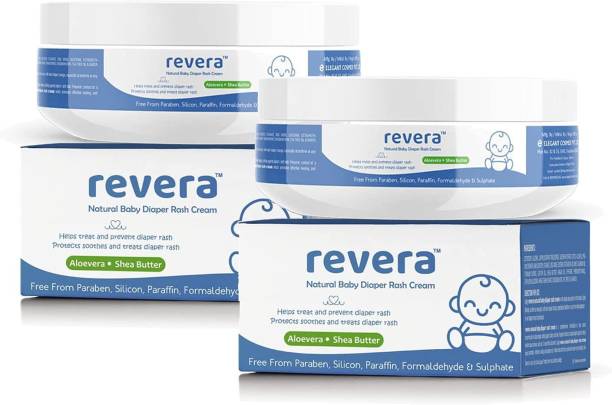 Revera Natural Diaper Rash Cream for Baby 100gm | Pack of 2 | with Zinc Oxide, Shea Butter, Almond Oil, Argan Oil & Aloevera | Healing & Soothing | Made in India