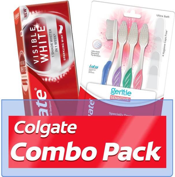 Colgate Visible White Toothpaste with Gentle Sensitive Ultra Medium Toothbrush