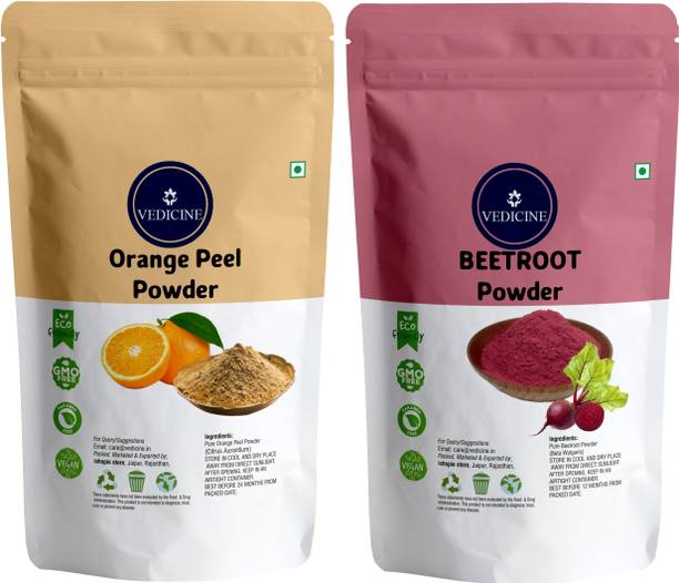 VEDICINE 100% Natural & Pure Beetroot Powder and Orange Peel Powder for Face Pack And Hair Pack