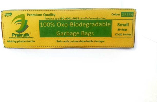 NaturePac Garbage Bags Biodegradable Premium Small Green Colour Size 43 Cm X 51 Cm (180 Bags per pack) Small 180 L Garbage Bag  Pack Of 180