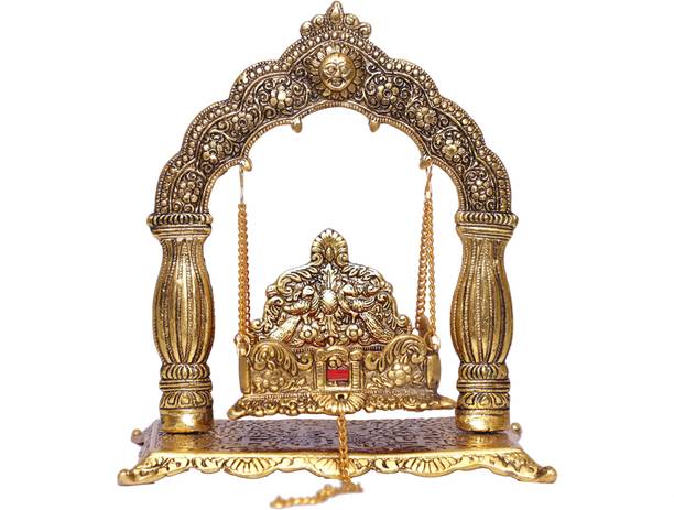 KridayKraft Metal Laddu Gopal Palna,Krishna Jhula Metal Statue for Temple Pooja,Laddu Gopal Jhula,Decor your Home &Religious idol Gift Article,Showpiece Figurines,God Idol... Decorative Showpiece  -  24.5 cm