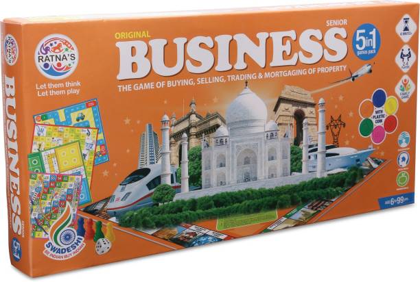 Ratnas Premium Quality Water proof Business game 5 in 1 with coins.Enhance your business skills with this game Money & Assets Games Board Game