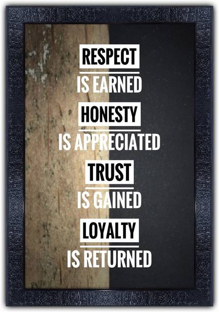 Poster N Frames 467-MOTIVATIONAL QUOTES respect is earned honesty is appreciated trust is gained loyalty is returned with Wooden Synthetic Frame Digital Reprint 19 inch x 13.5 inch Painting
