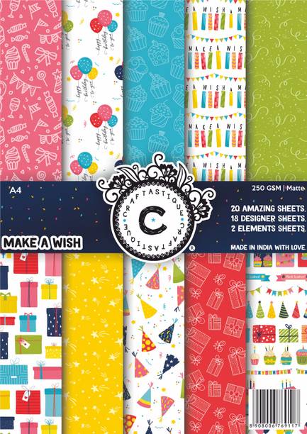 Craftastique Make A Wish Birthday Scrapbook Designer A4 250 gsm Craft paper