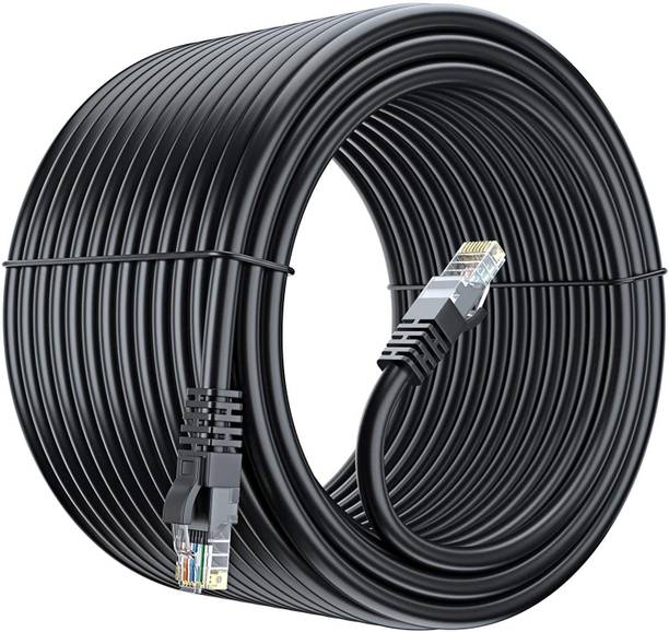 Fedus LAN Cable 50 m CAT 5 (50Meter Black)Ethernet Cable Black, High Speed Solid Internet Network LAN Patch Cable, RJ45 Connector for Modem, Router, Computer 50Meter Cable