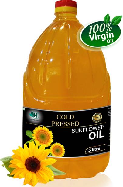 Healthy Roots 5L Cold Pressed Sunflower Oil (Ghani) - 5 Litre Wood Pressed Oil Sunflower Oil PET Bottle